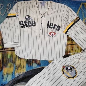 NFL White and Black Pants with Classic Pinstripe Design